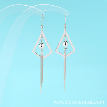 Silver 925 Geometric Statement Earrings Tassel Earrings